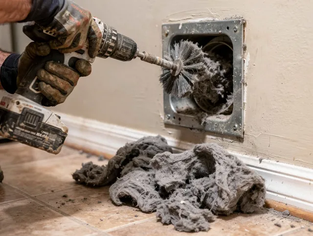 Certified Whitman Dryer Vent Cleaning technician performing dryer vent cleaning in Whitman