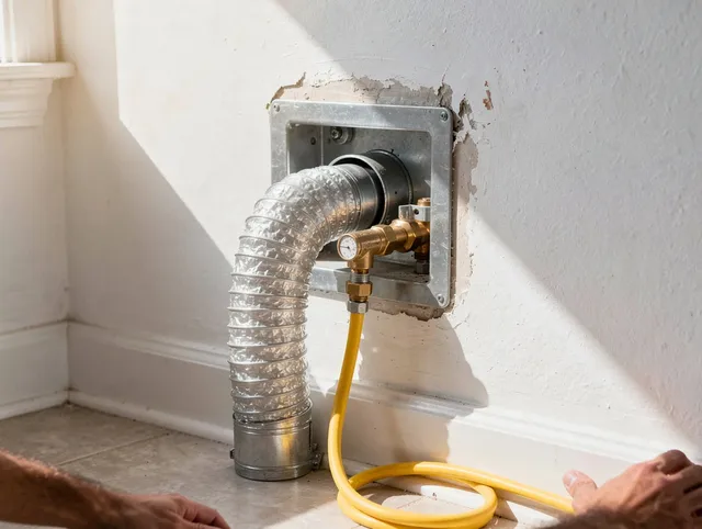 Whitman Dryer Vent Cleaning certified technician performing specialized gas dryer vent cleaning in Whitman